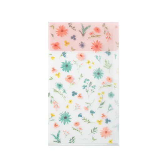 Midori 3 Pockets Clear Folder A5 Slim with Flap - Flowers