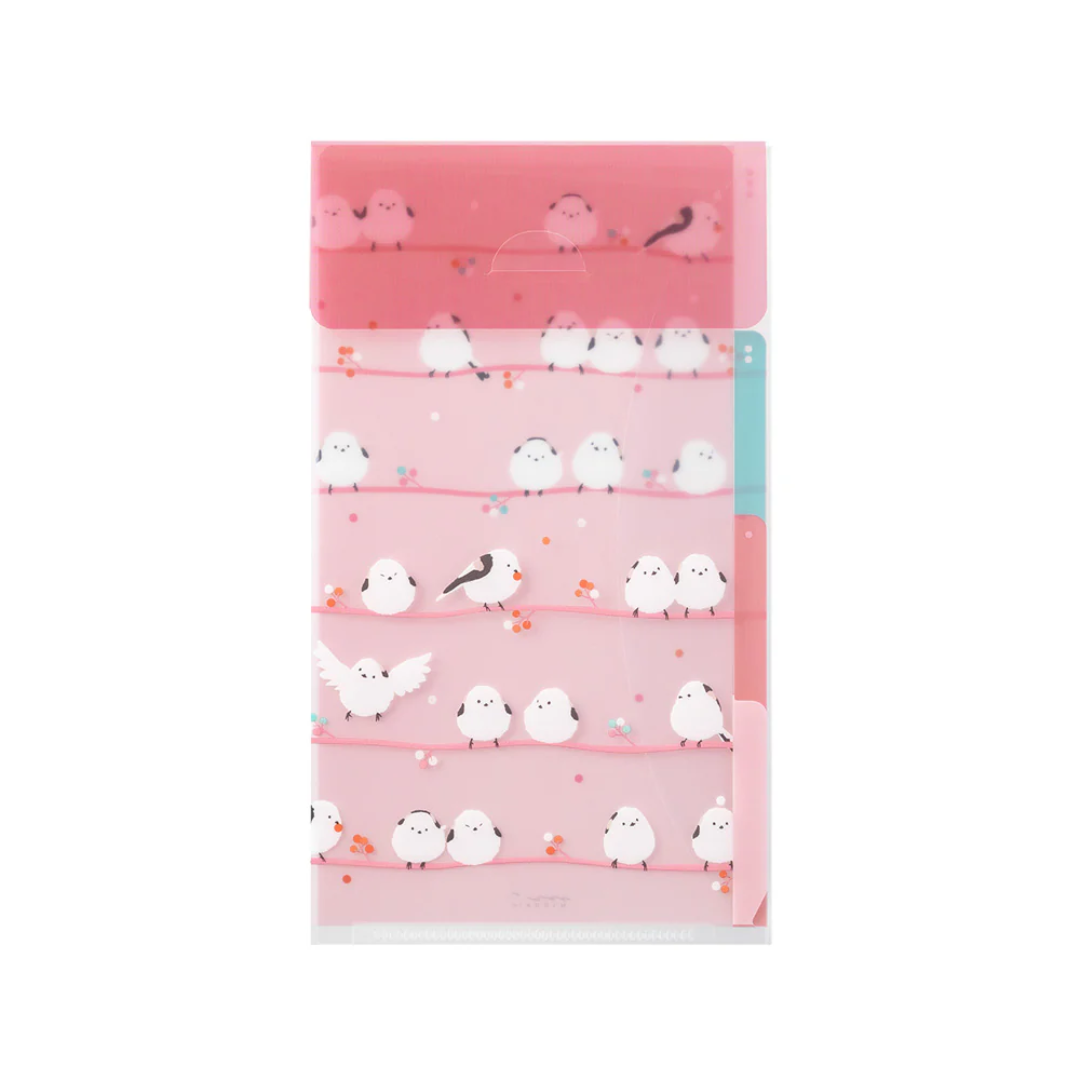 Midori 3 Pockets Clear Folder A5 Slim with Flap - Long-Tailed Tit