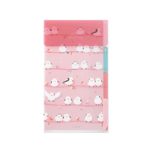 Midori 3 Pockets Clear Folder A5 Slim with Flap - Long-Tailed Tit