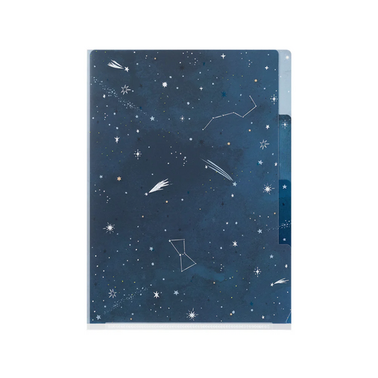 Midori 3 Pockets Clear Folder A5 - Starry Sky