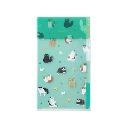 Midori 3 Pockets Clear Folder A5 Slim with Flap - Cat
