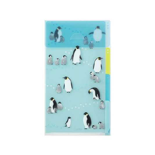 Midori 3 Pockets Clear Folder A5 Slim with Flap - Penguin