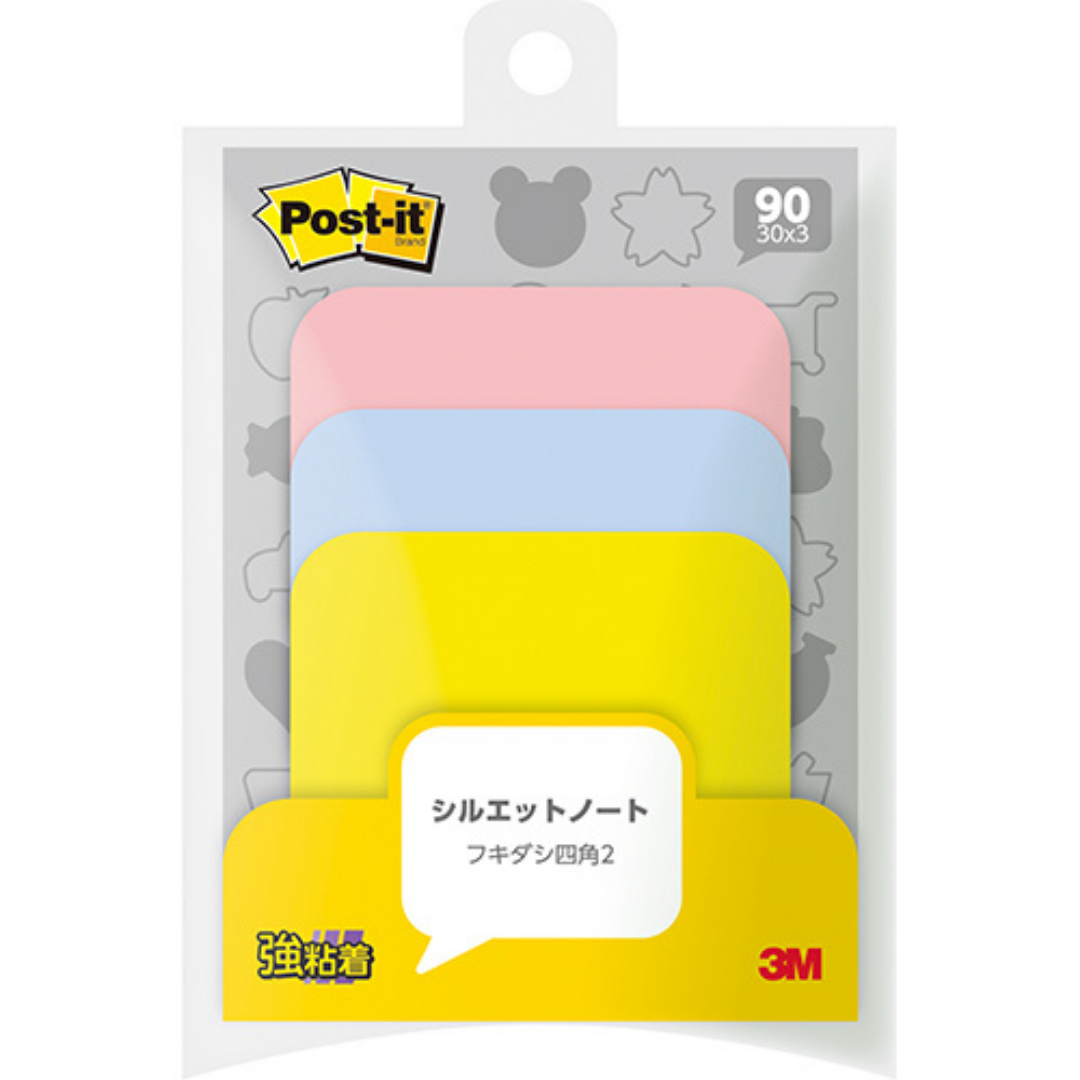 3M Post-it Assorted 3 Colors & shapes - 90 sheets