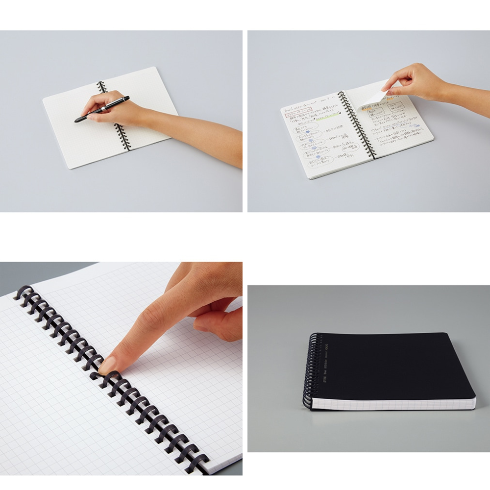 Kokuyo Soft Ring Grid Notebook - 70 Sheets - Black