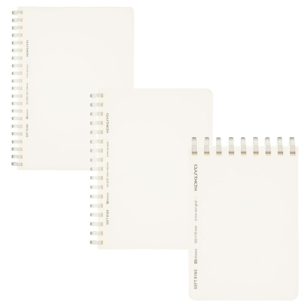 Kokuyo Soft Ring Grid Notebook - 70 Sheets - Transparent