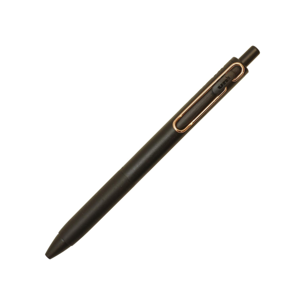 Uni-ball One Gel Black Body Pen - Rose Gold Clip - 0.38 & 0.5 mm