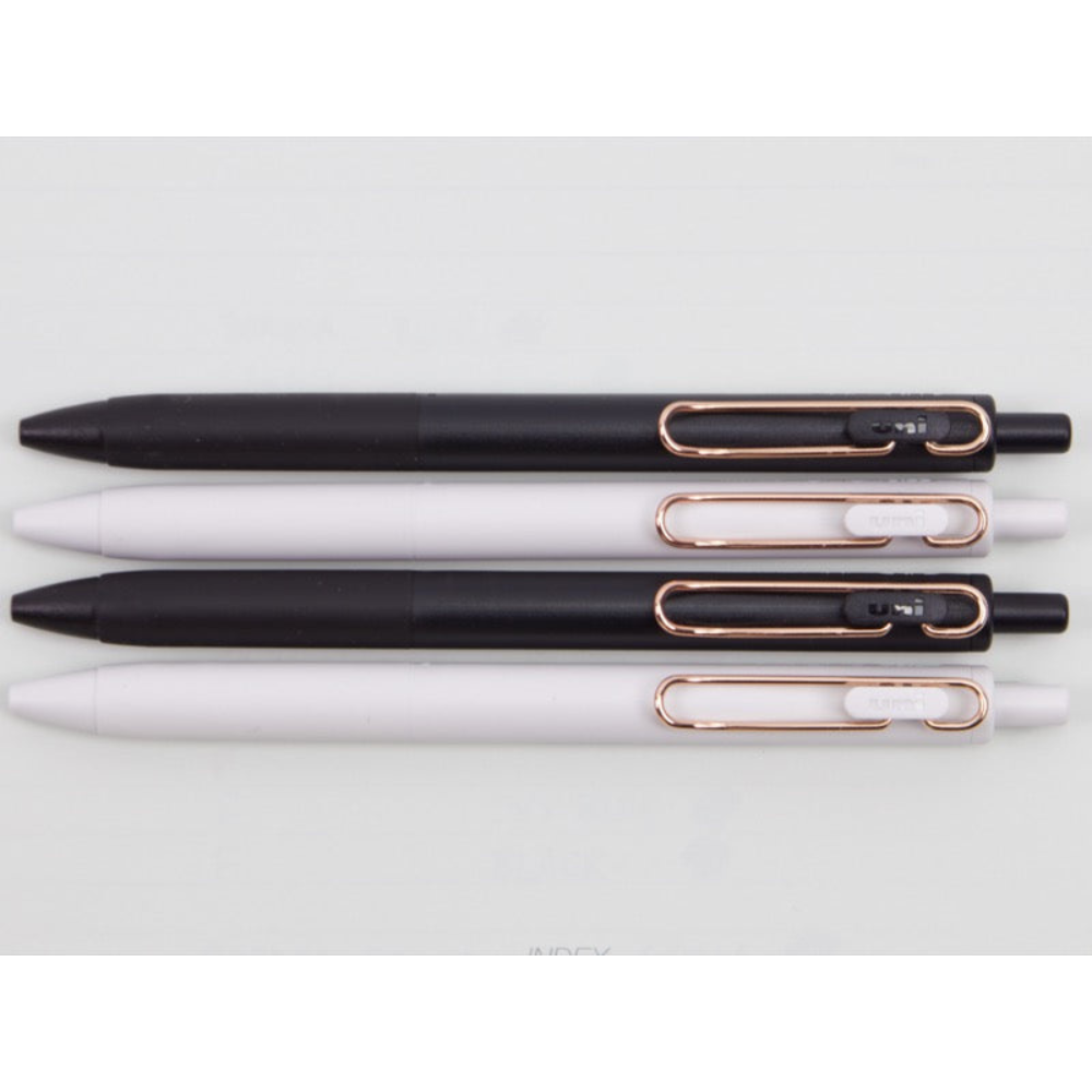 Uni-ball One Gel White Body Pen - Rose Gold Clip - 0.38 & 0.5 mm