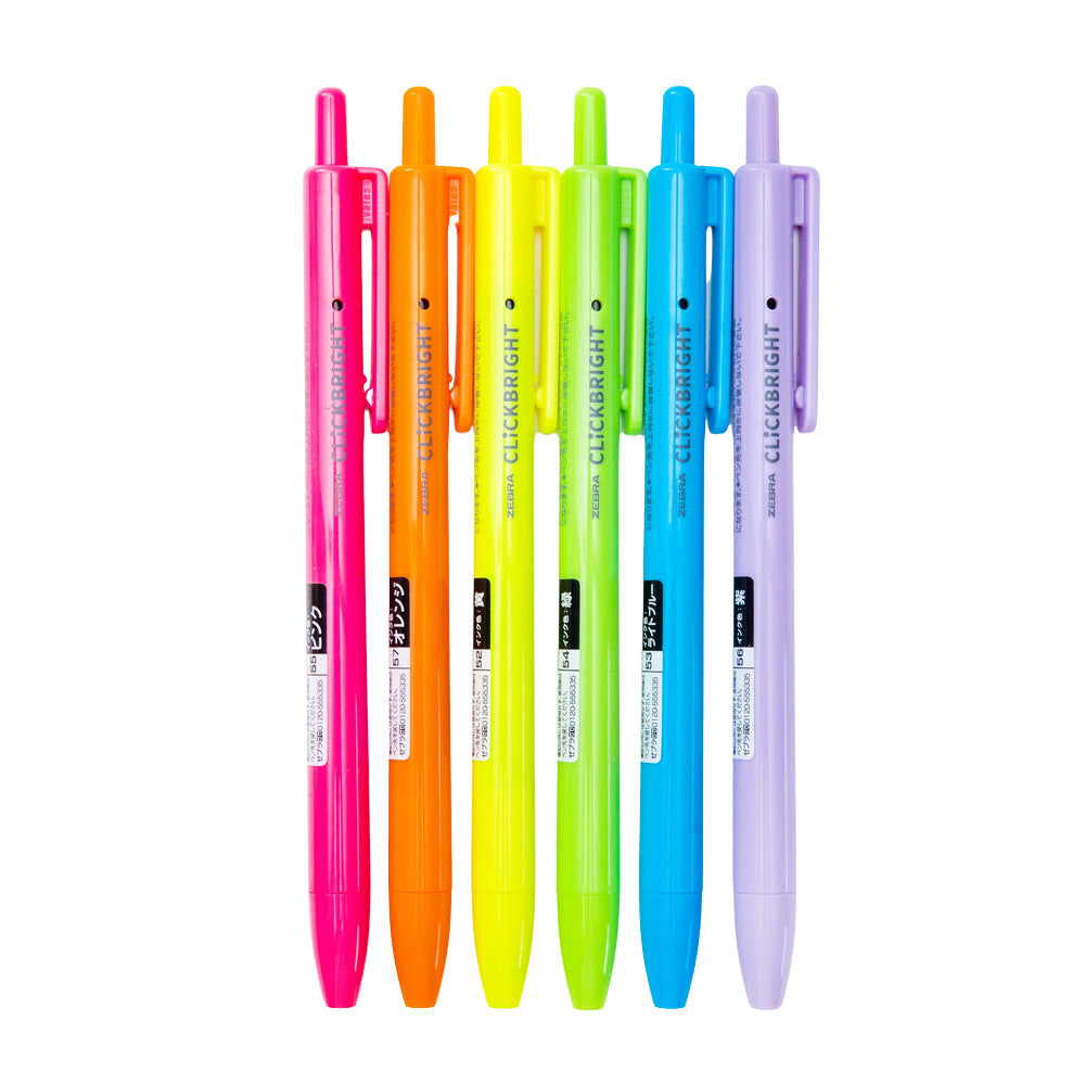 Zebra Click Bright Highlighter - 6 Color Set