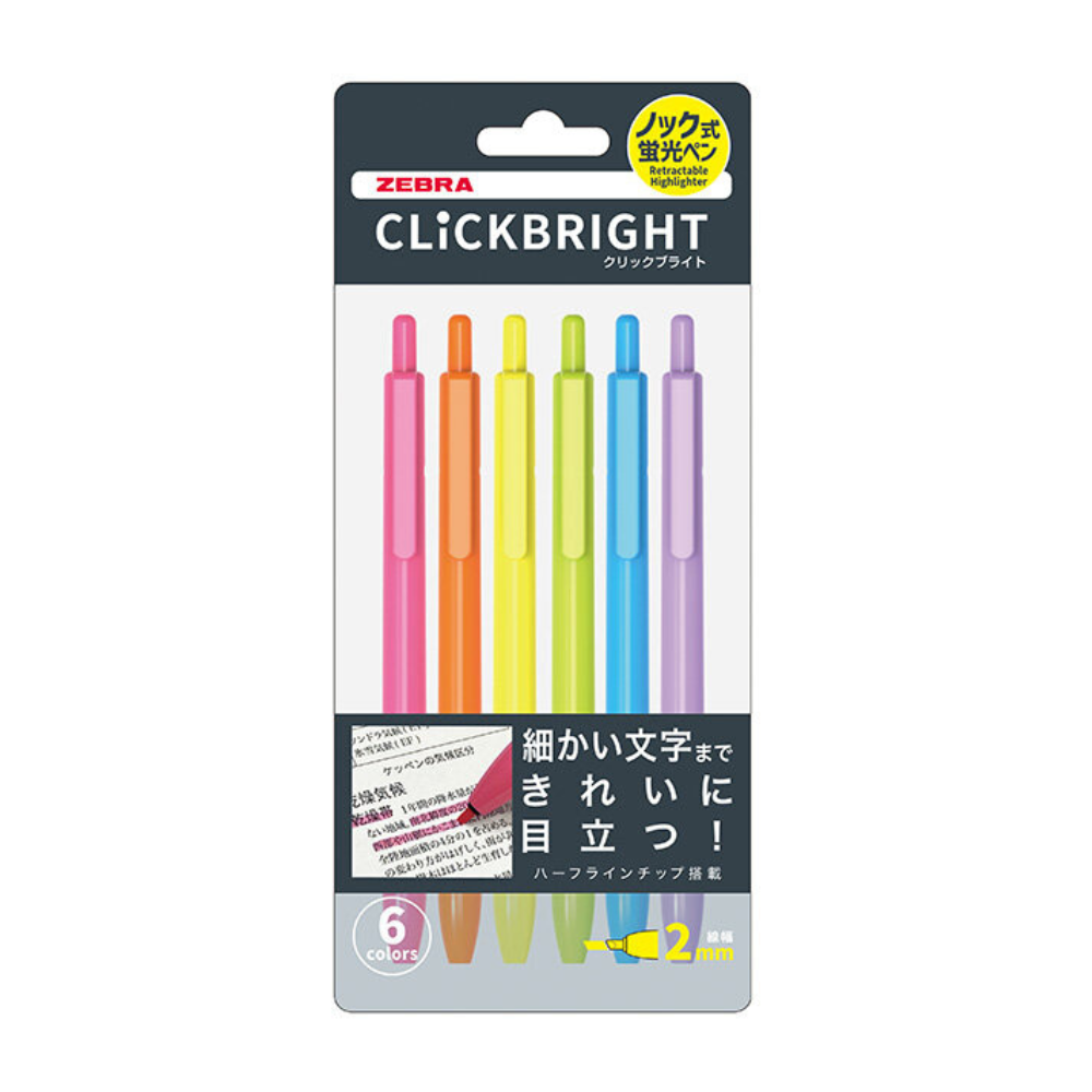 Zebra Click Bright Highlighter - 6 Color Set