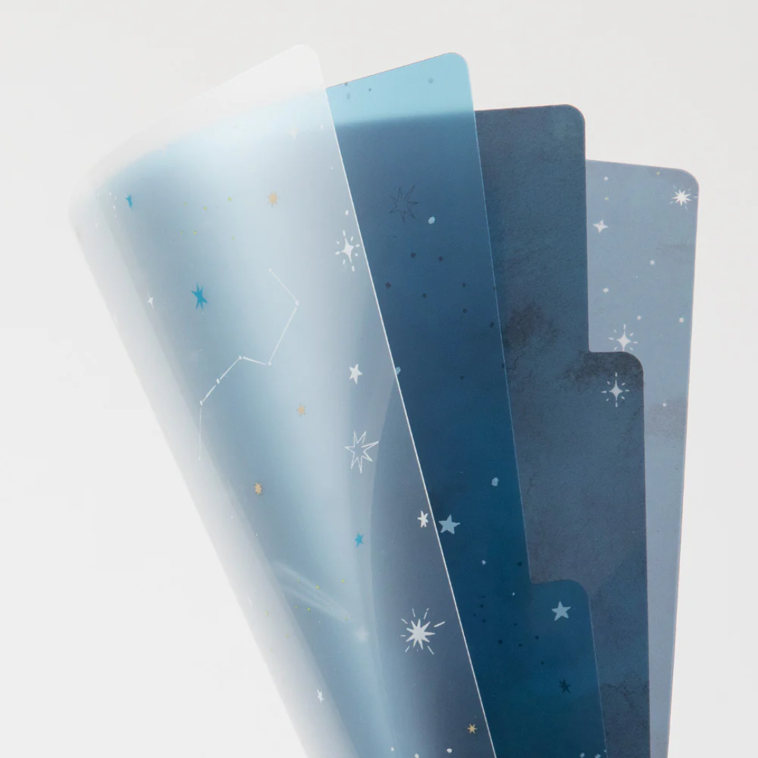 Midori 3 Pockets Clear Folder A5 - Starry Sky