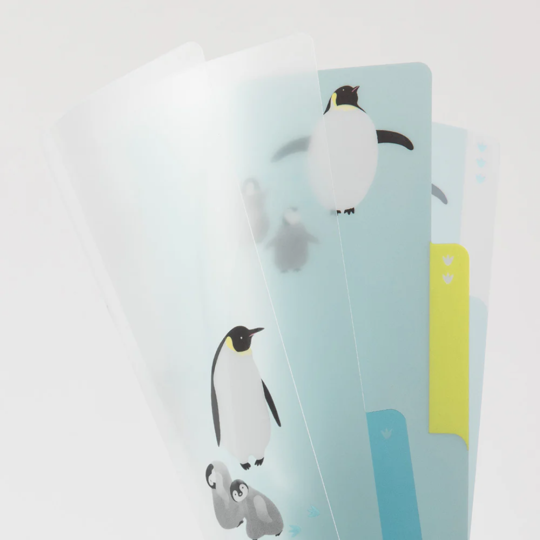 Midori 3 Pockets Clear Folder A5 - Penguin A