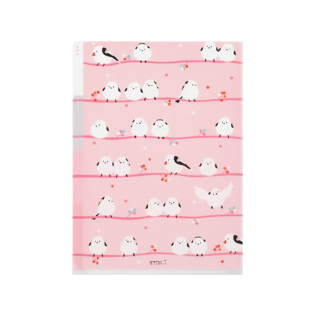 Midori 3 Pockets Clear Folder A5 - Long-Tailed Bird