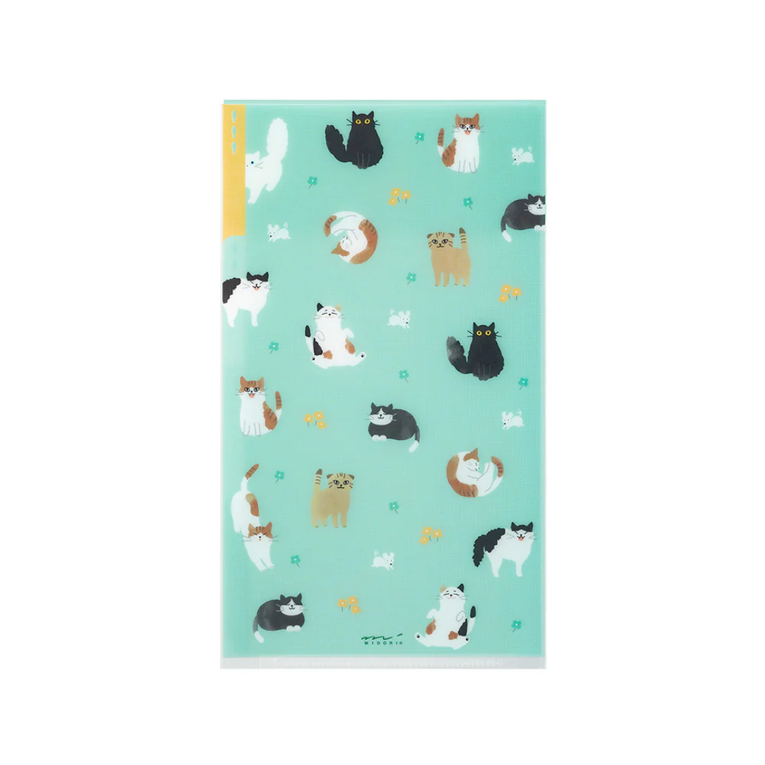 Midori 3 Pockets Clear Folder A5 Slim with Flap - Cat