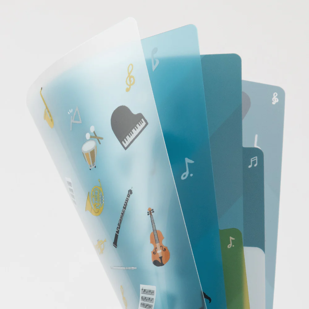 Midori 3 Pockets Clear Folder A5 - Musical Instrument
