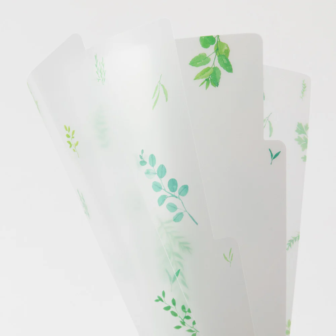 Midori 3 Pockets Clear Folder A5 - Leaves