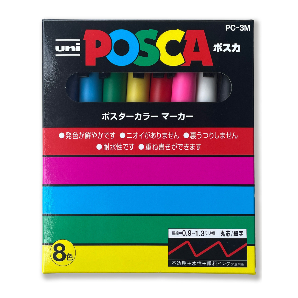 Uni Posca Paint Marker PC-3M - Fine Point - 8 Color Set