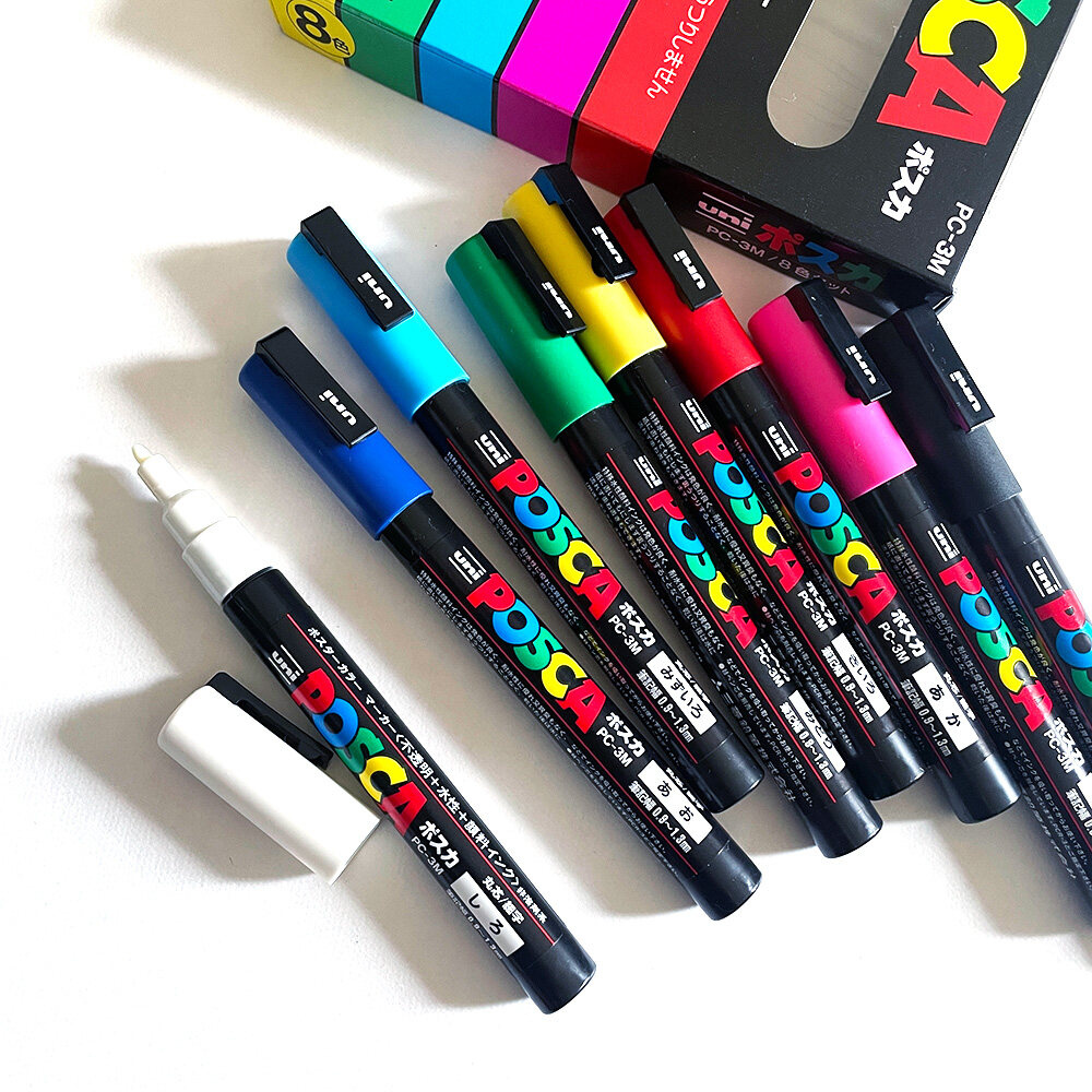 Uni Posca Paint Marker PC-3M - Fine Point - 8 Color Set