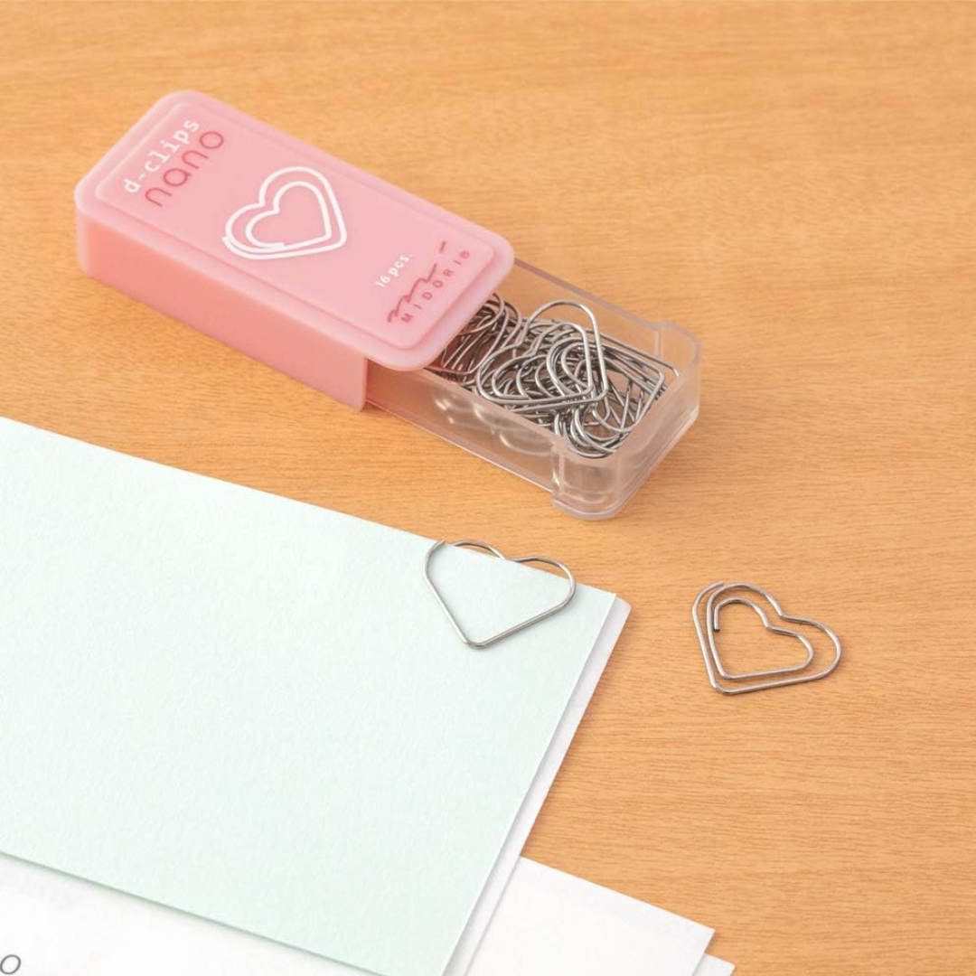 Midori D-Clips Nano Clips - Heart - Box of 16