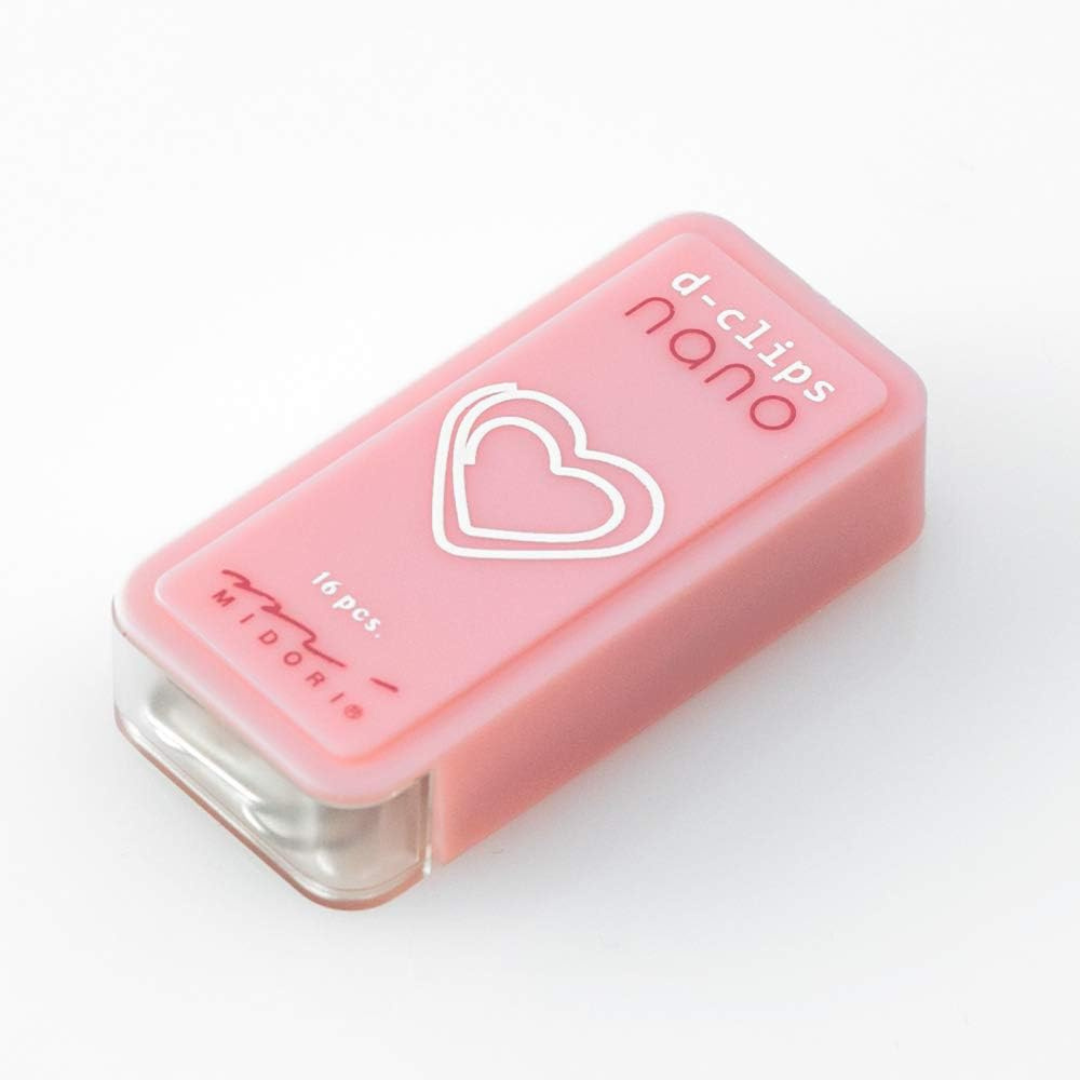 Midori D-Clips Nano Clips - Heart - Box of 16