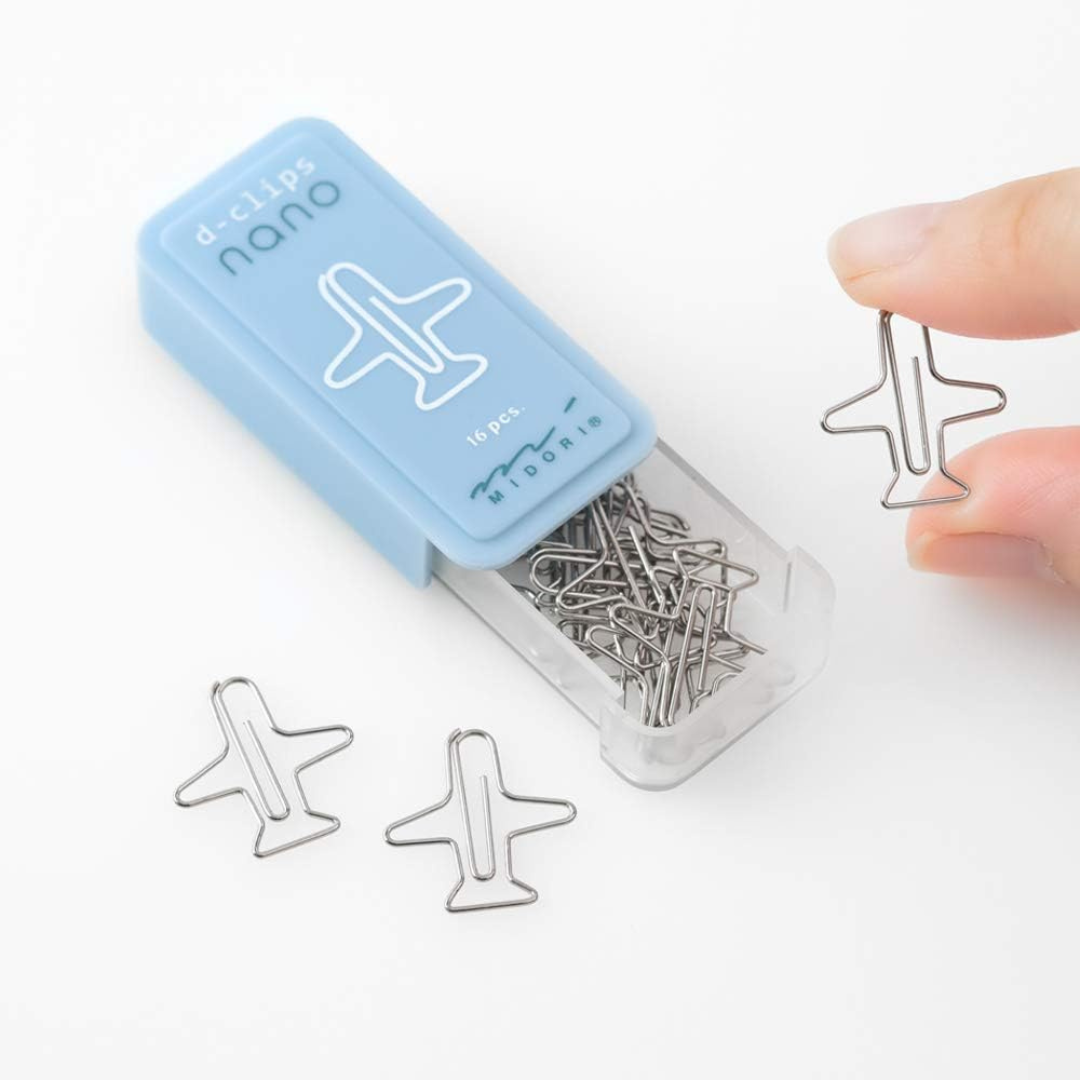 Midori D-Clips Nano Clips - Aeroplane - Box of 16