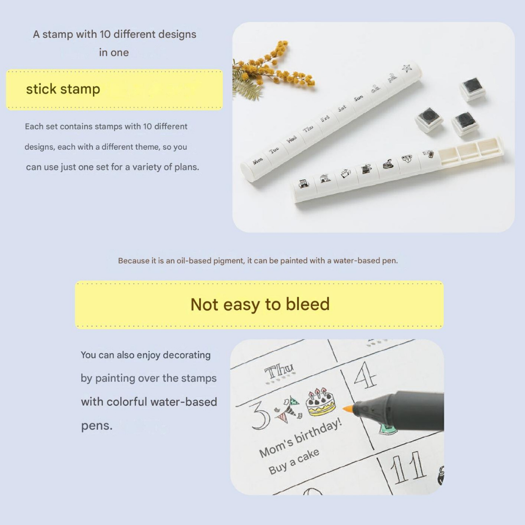 Shachihata Penetrating Stamp Nototo 10 Stamp Set - School