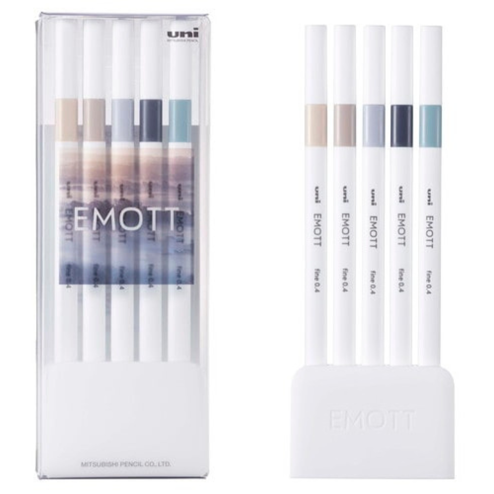 Uni Emott Fineliner Sign Pen - 5 Color Sets