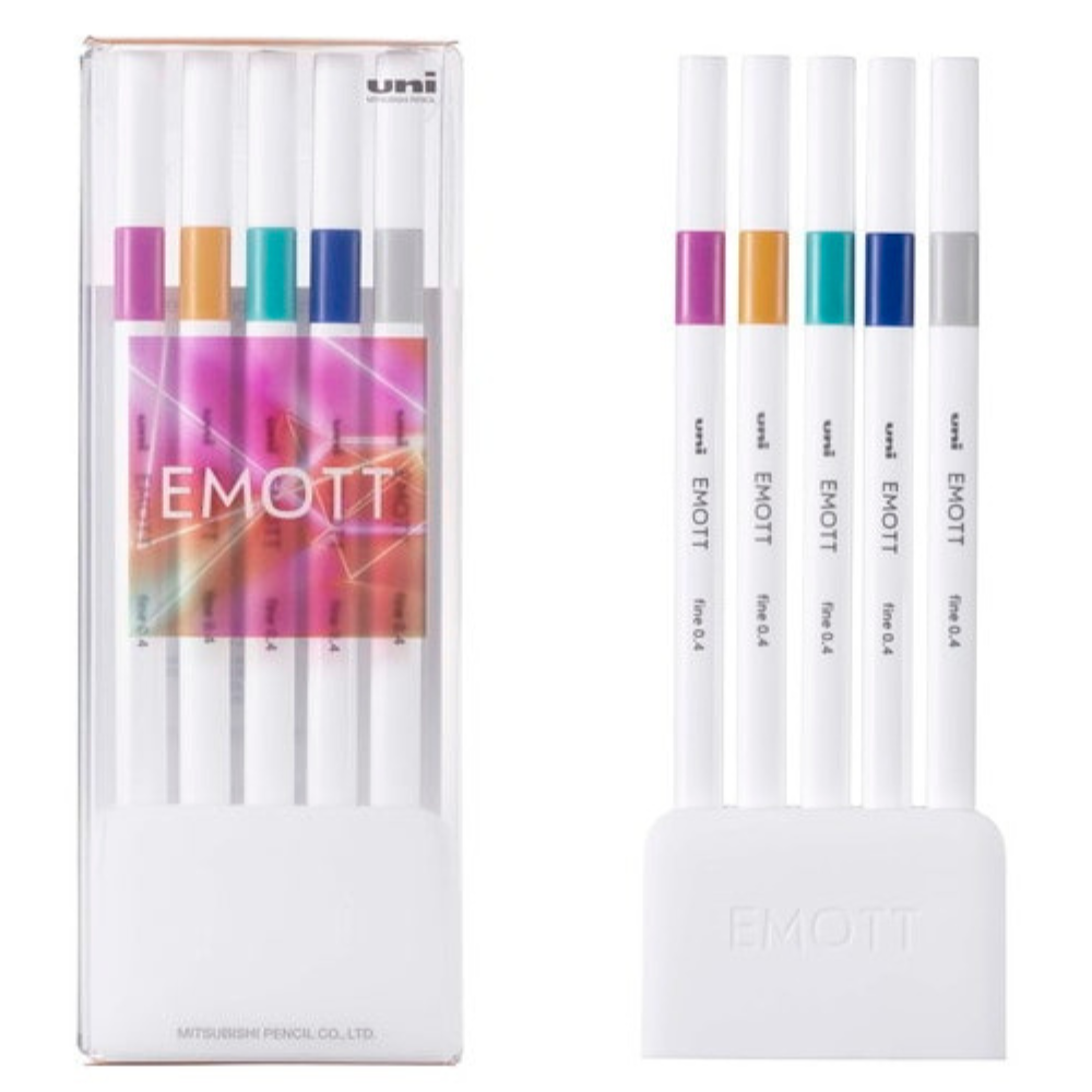 Uni Emott Fineliner Sign Pen - 5 Color Sets