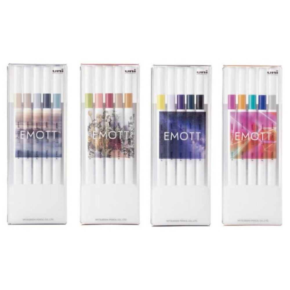 Uni Emott Fineliner Sign Pen - 5 Color Sets