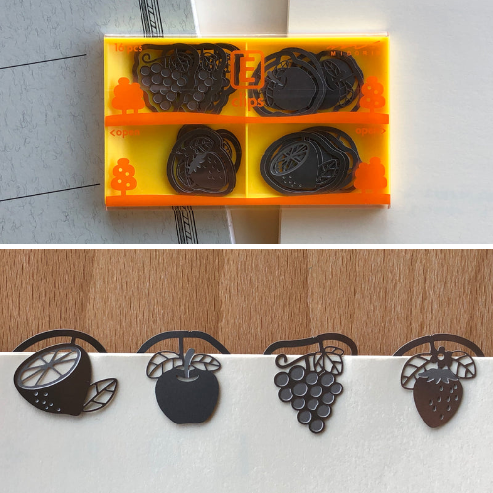 Midori Etching E-Clips - Fruit - 16 clips