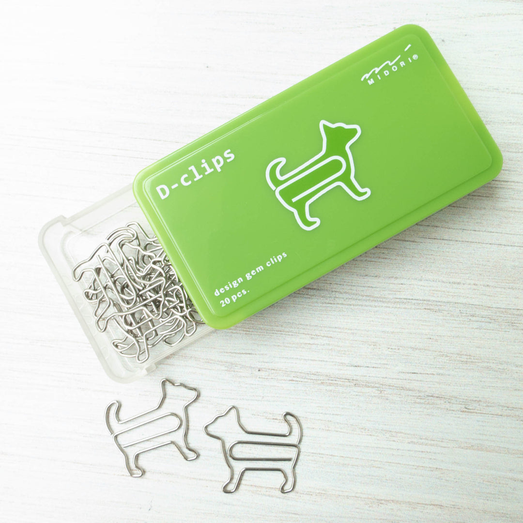 Midori D-Clips Paper Clips - Dog - Box of 20