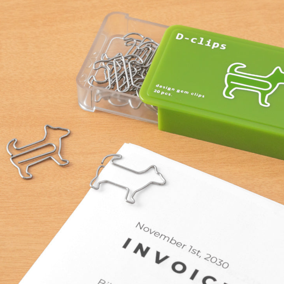 Midori D-Clips Paper Clips - Dog - Box of 20