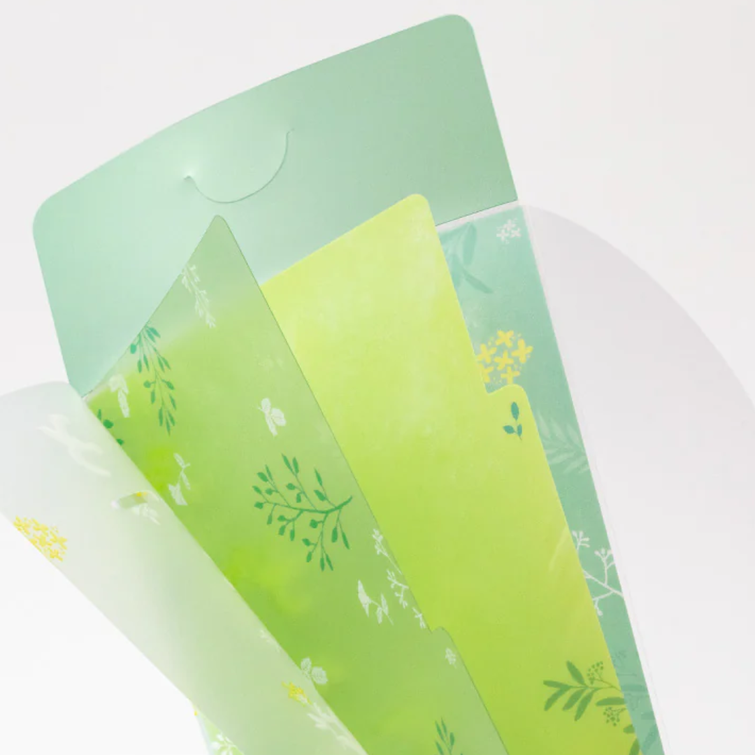 Midori 3 Pockets Clear Folder A5 Slim with Flap - White Bird