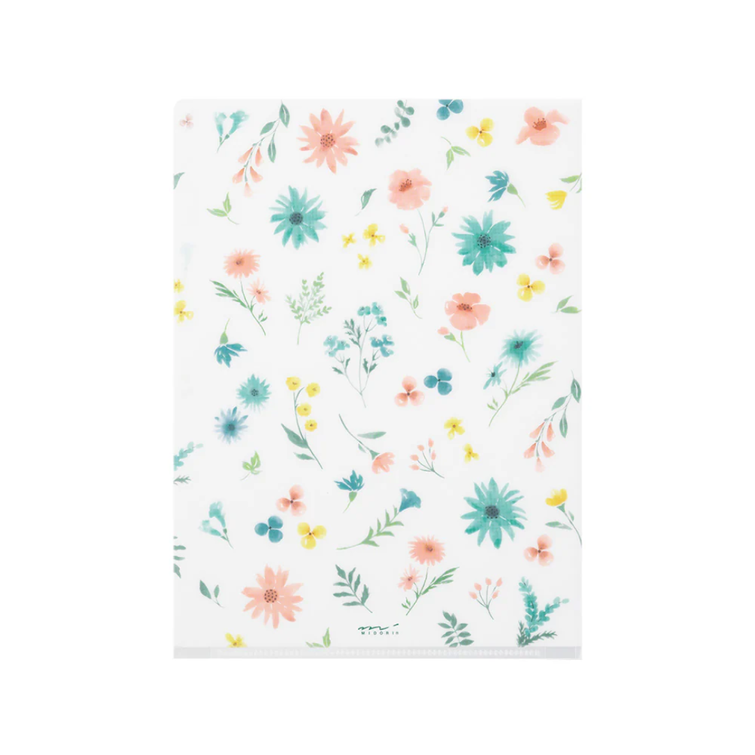 Midori 3 Pockets Clear Folder A5 - Flowers B