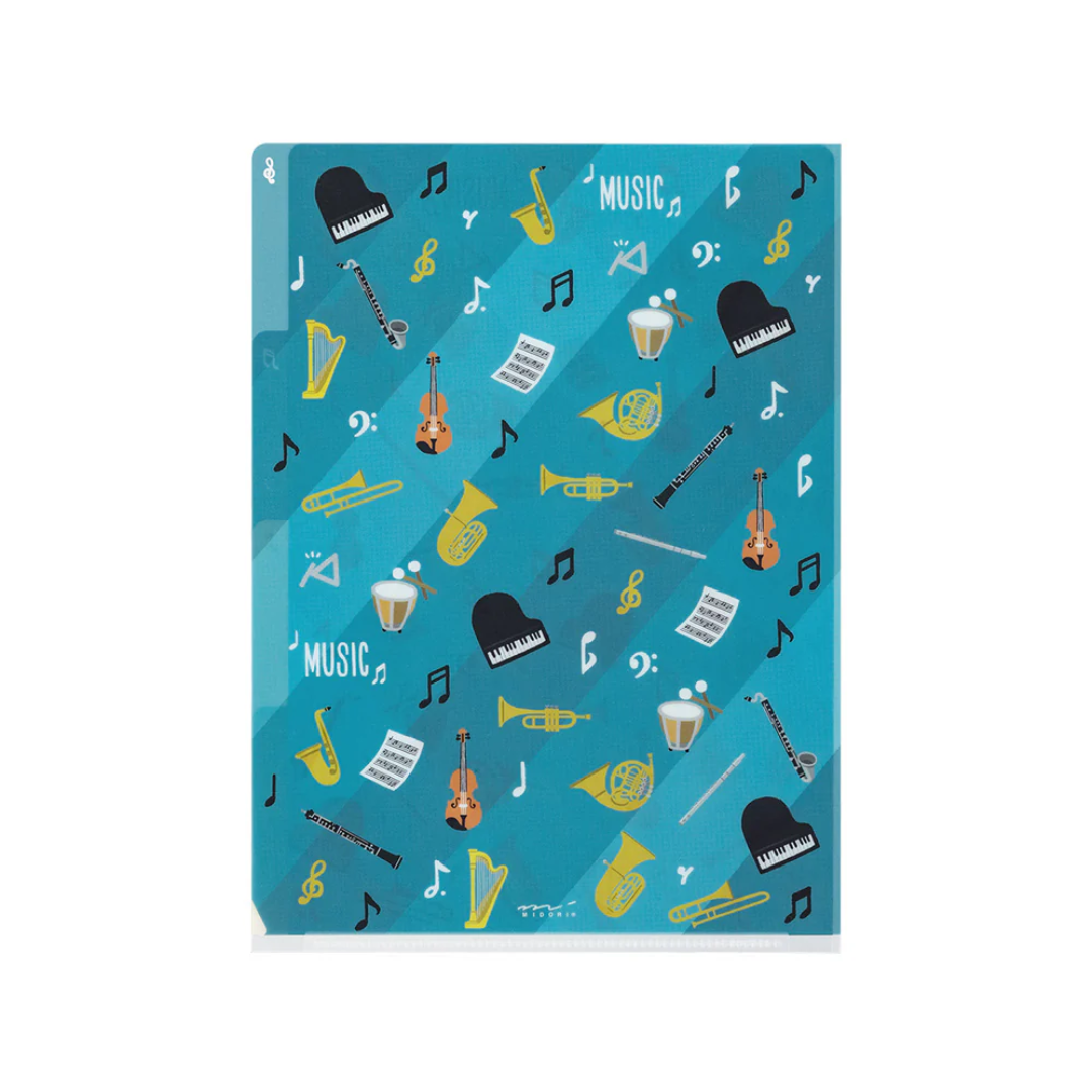 Midori 3 Pockets Clear Folder A5 - Musical Instrument