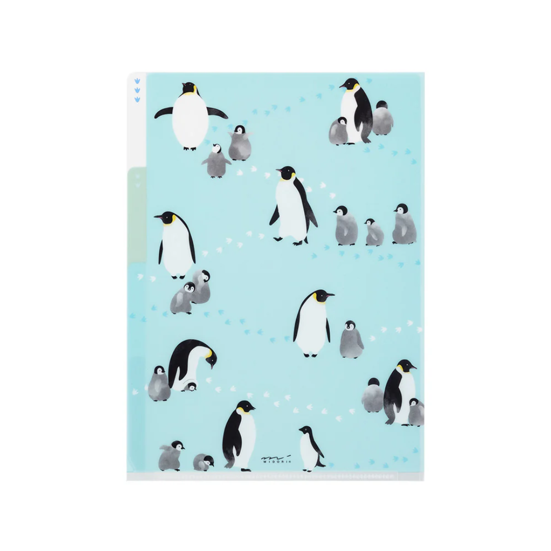 Midori 3 Pockets Clear Folder A5 - Penguin A