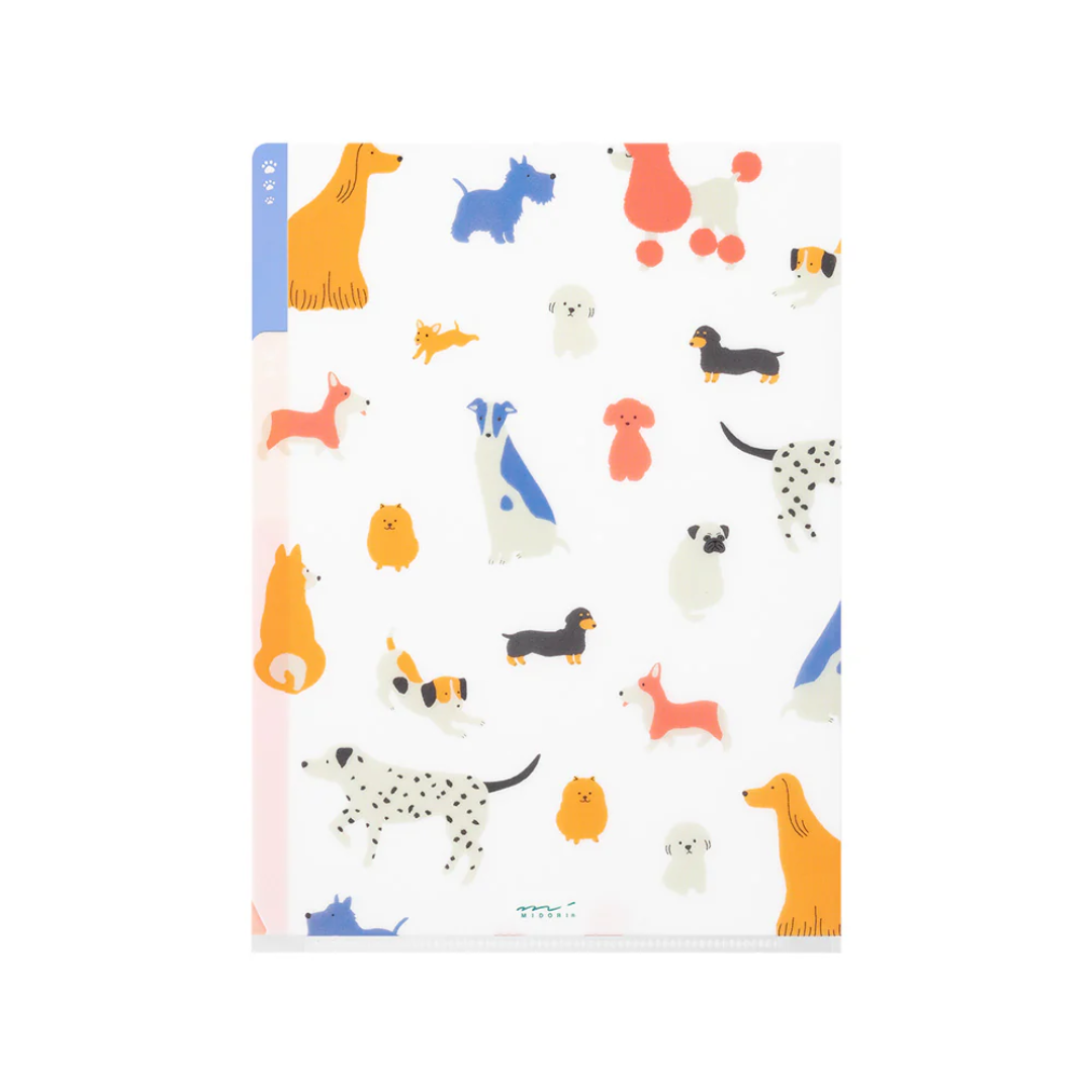 Midori 3 Pockets Clear Folder A5 - Dog