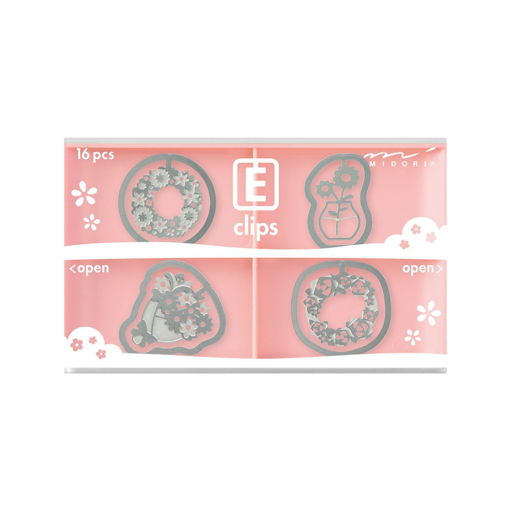 Midori Etching E-Clips - Flower - 16 clips