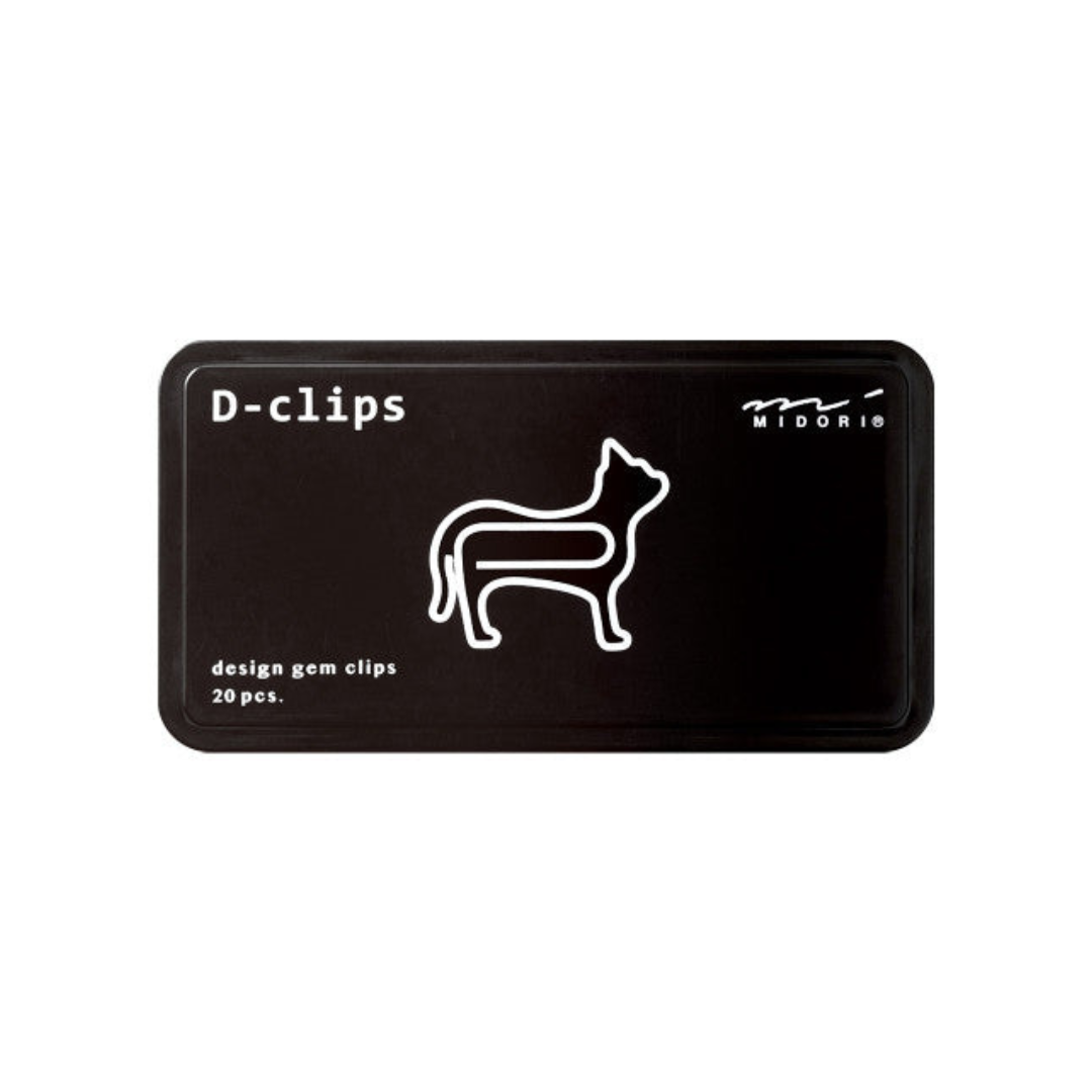 Midori D-Clips Paper Clips - Cat - Box of 20