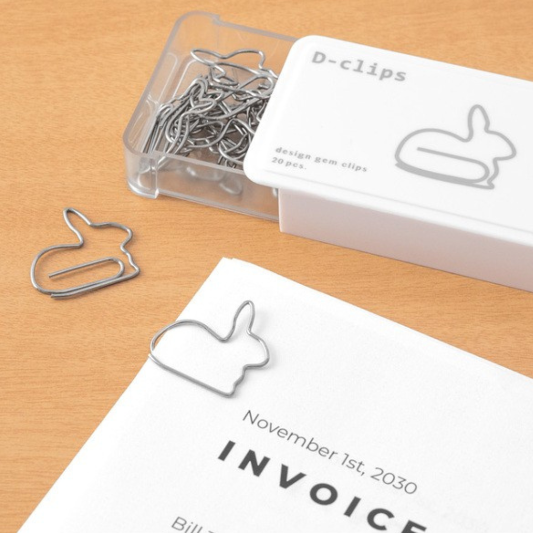 Midori D-Clips Paper Clips - Rabbit - Box of 20