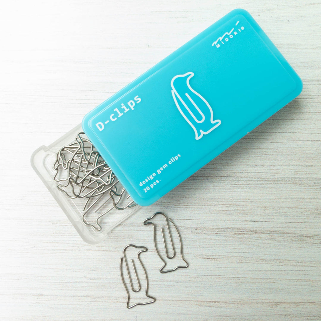 Midori D-Clips Paper Clips - Penguin - Box of 20