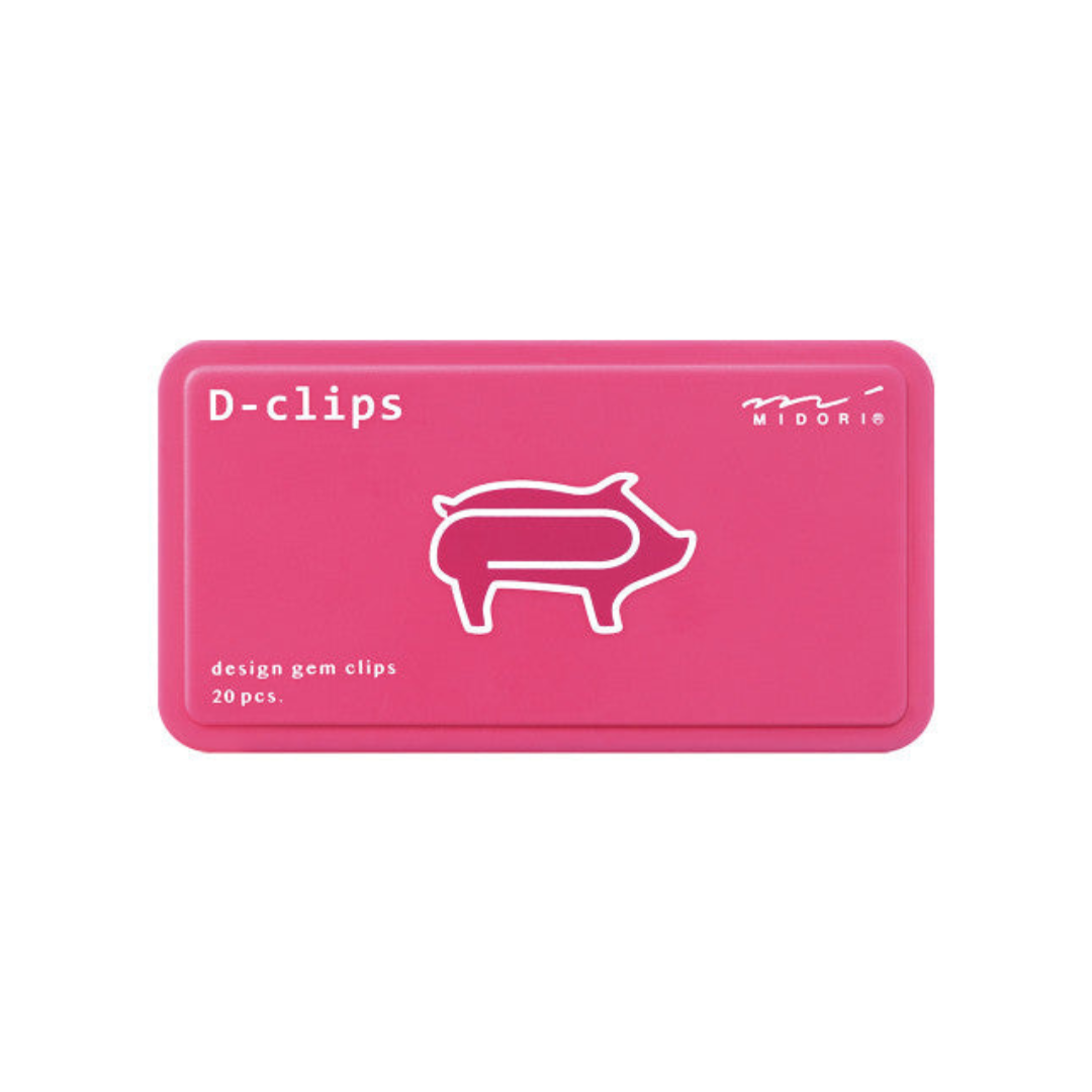 Midori D-Clips Paper Clips - Pig - Box of 20