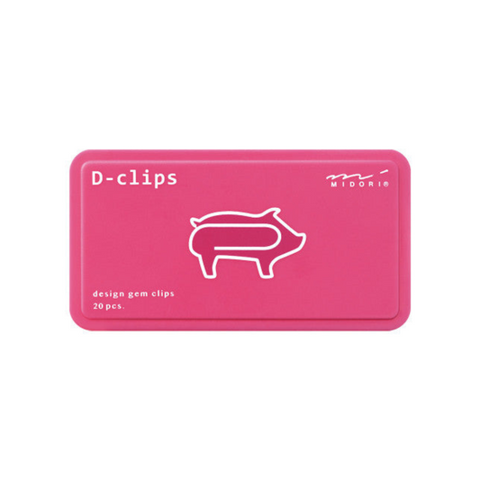 Midori D-Clips Paper Clips - Pig - Box of 20