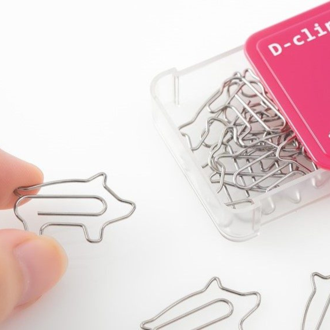 Midori D-Clips Paper Clips - Pig - Box of 20