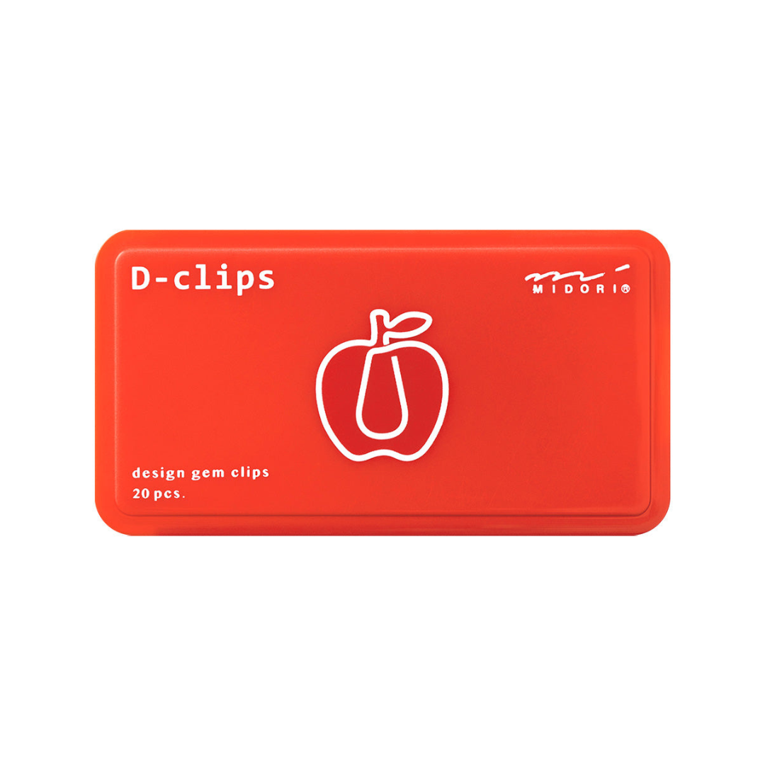 Midori D-Clips Paper Clips - Apple - Box of 20