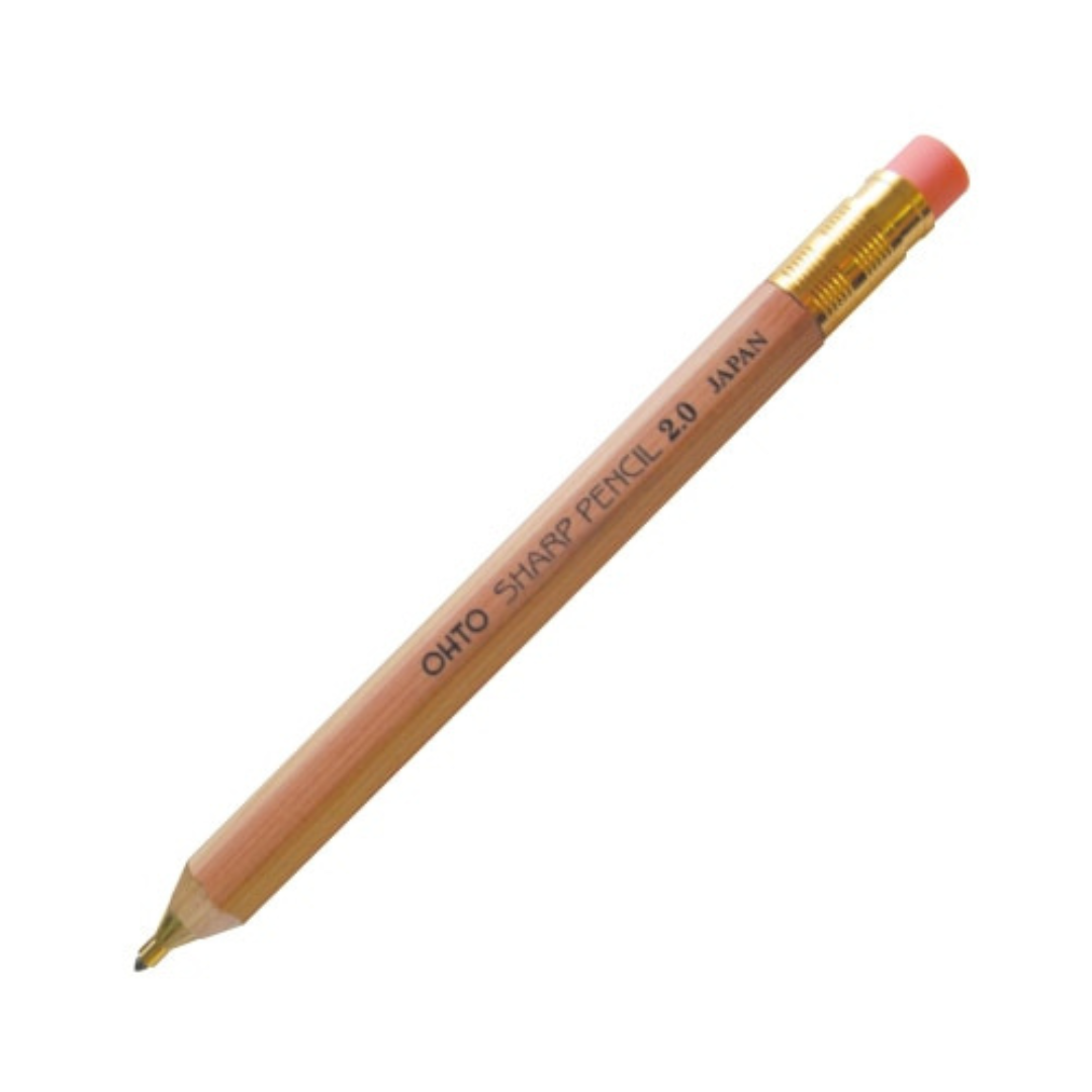 Ohto Wooden Mechanical Pencil, Sharpener & Leads - 2.0 mm