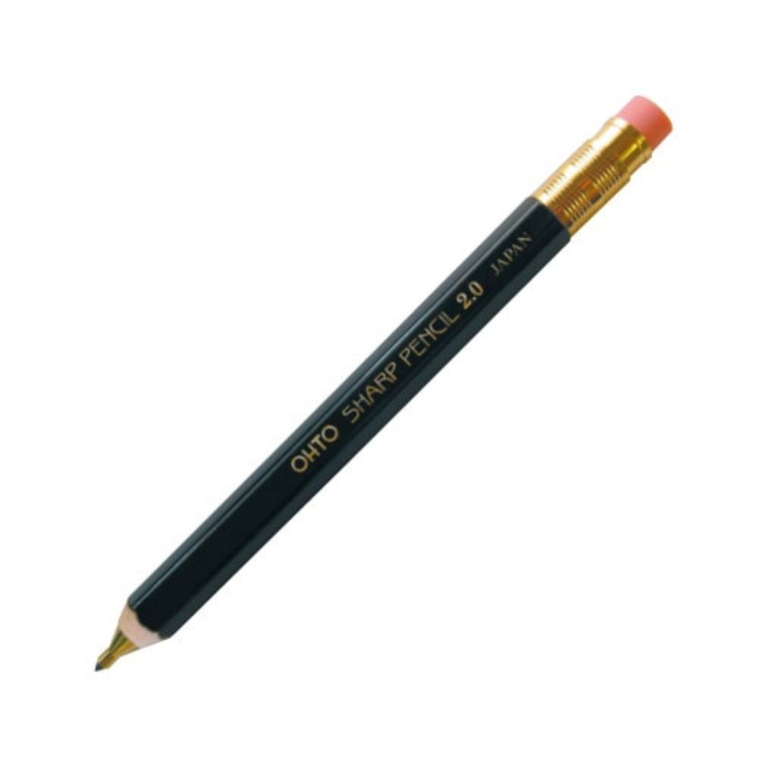 Ohto Wooden Mechanical Pencil, Sharpener & Leads - 2.0 mm