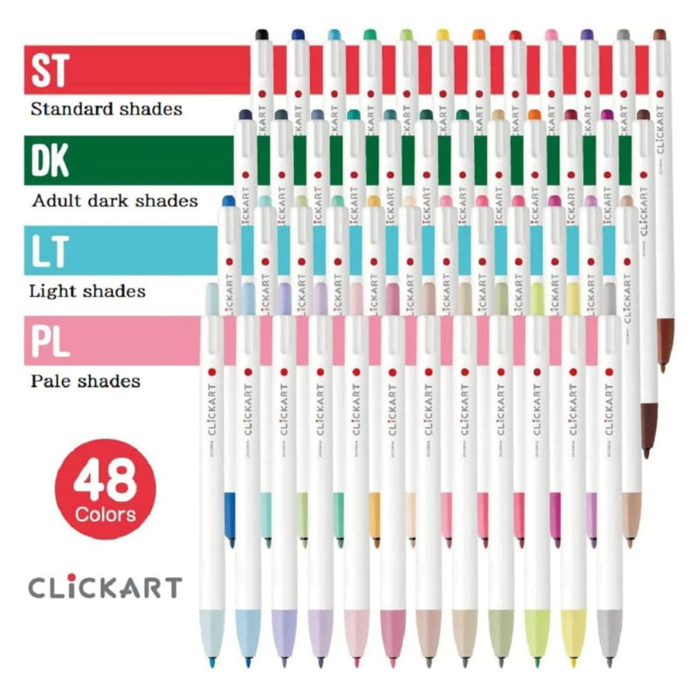 Zebra Clickart Click Sketch Pens - 48 Color Set