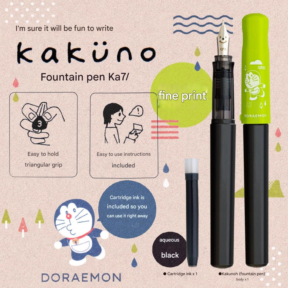 Pilot Kakuno Fountain Pen - Fine - Doraemon