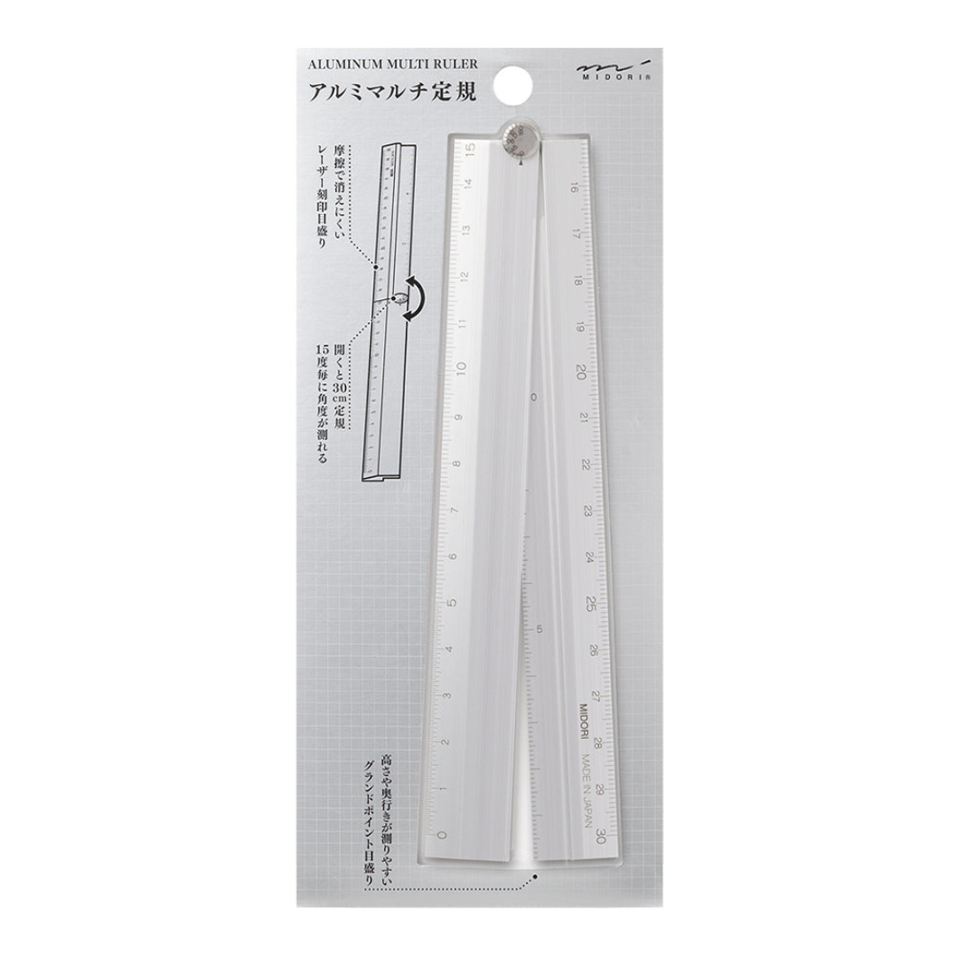 Midori Aluminum Multi Ruler - 30 cm - Silver