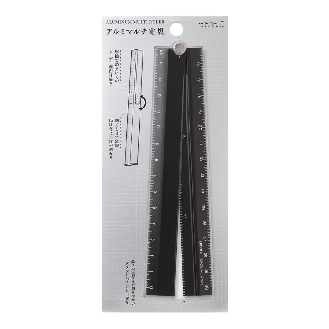 Midori Aluminum Multi Ruler - 30 cm - Black